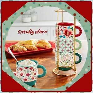 Pending SW 🌸 New The Pioneer Woman Merry Meadow 5-Piece Stacking Mugs & Rac
